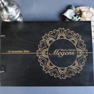 Houten fotoalbum bruiloft: 'Cirkel des Levens'