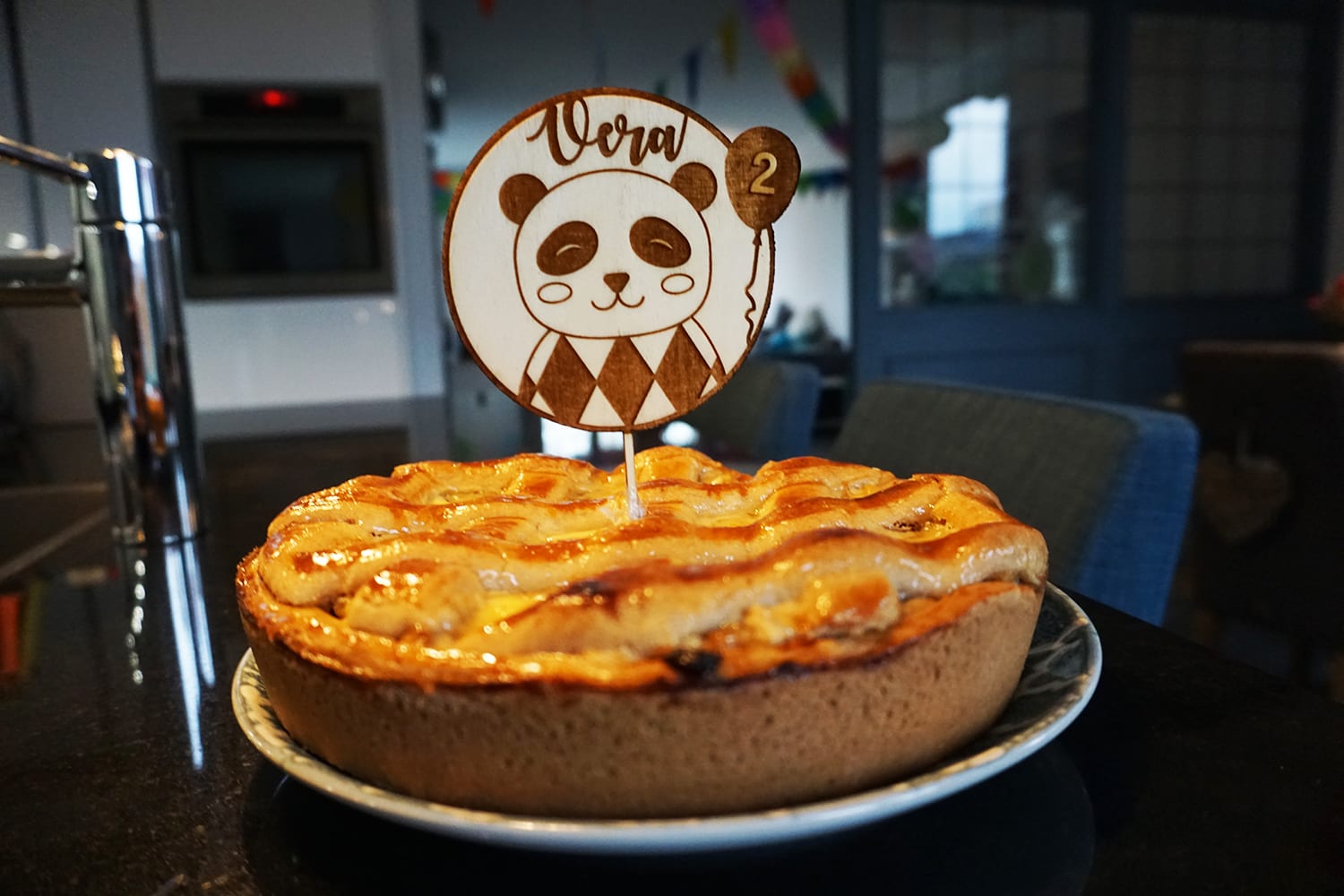 Houten taarttopper Panda met naam & leeftijd - Afbeelding 3
