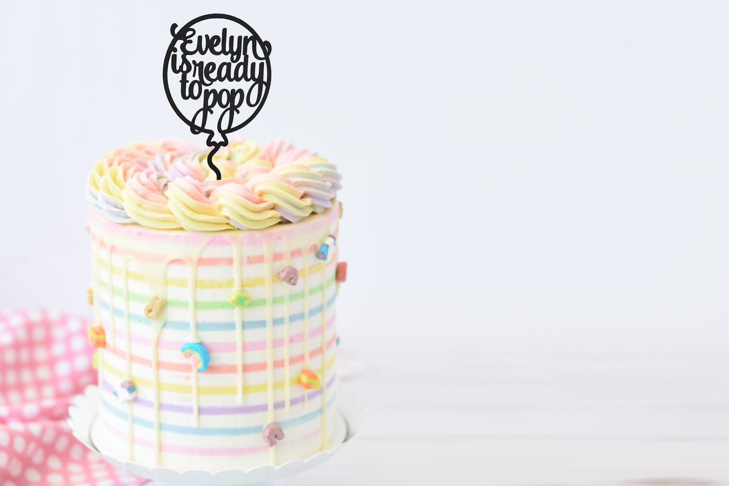 Babyshower ballon cake topper 'Ready to Pop' met naam - Afbeelding 4