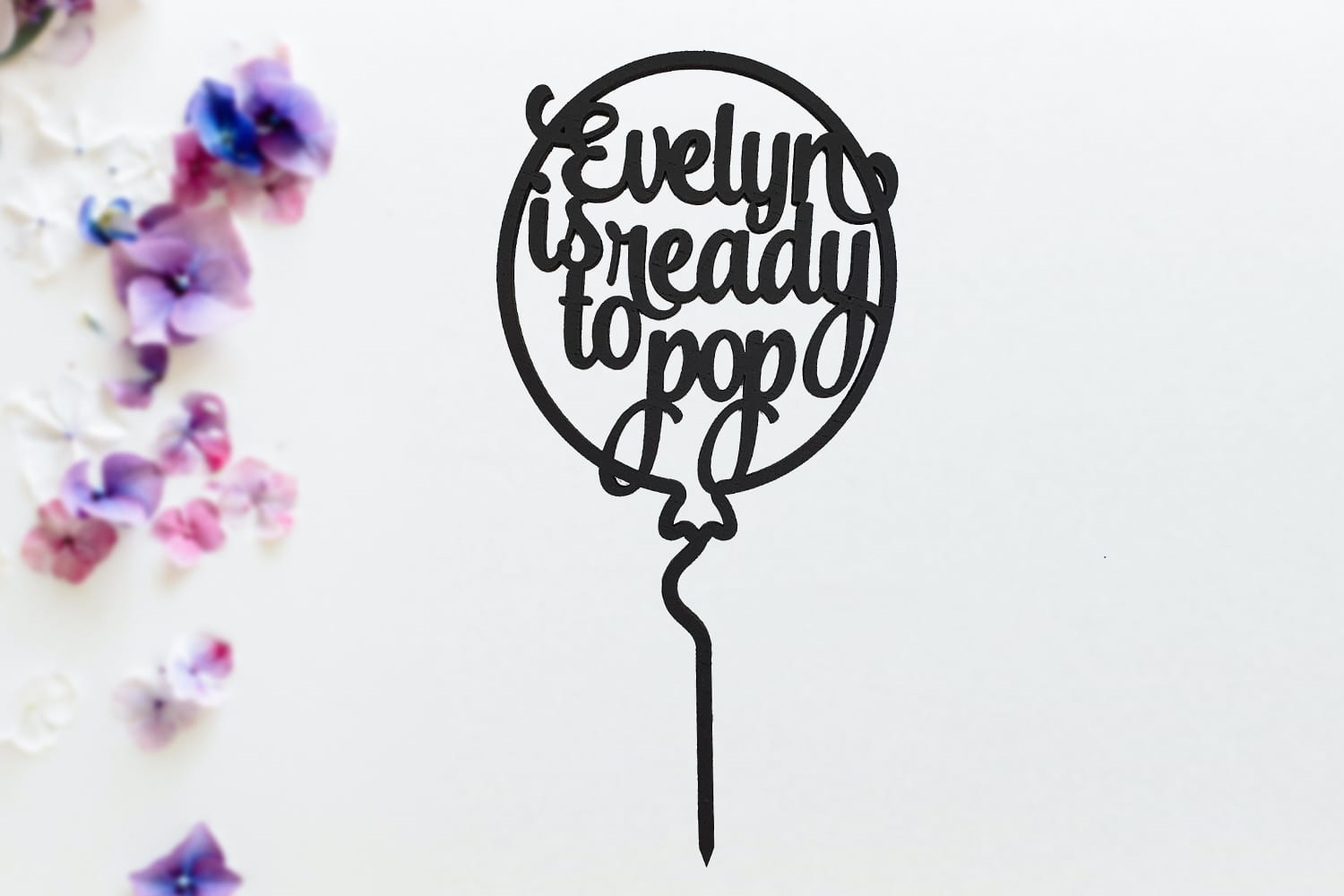 Babyshower ballon cake topper 'Ready to Pop' met naam - Afbeelding 2