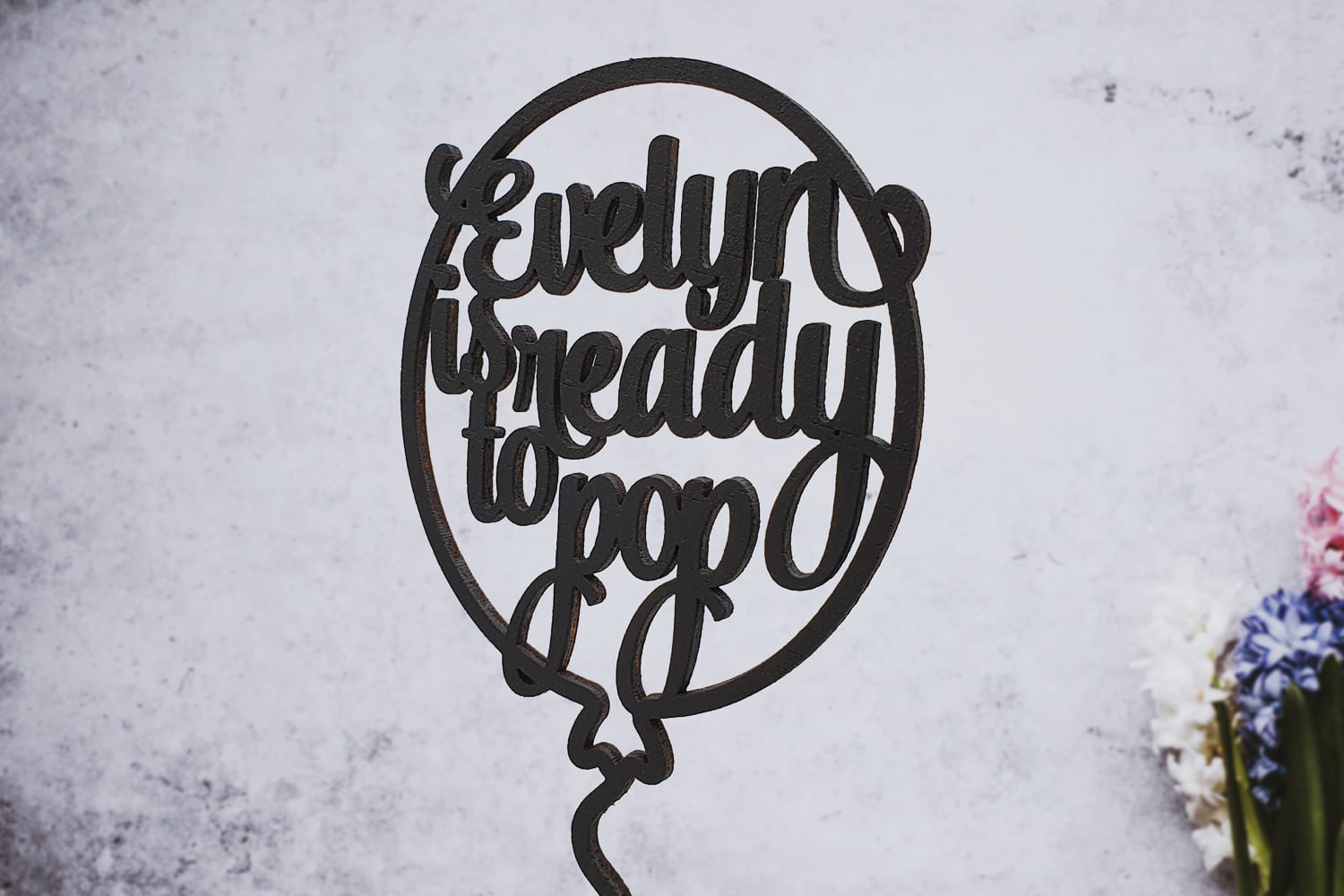 Babyshower ballon cake topper 'Ready to Pop' met naam - Afbeelding 5