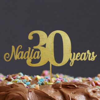 wooden cake topper with name and age