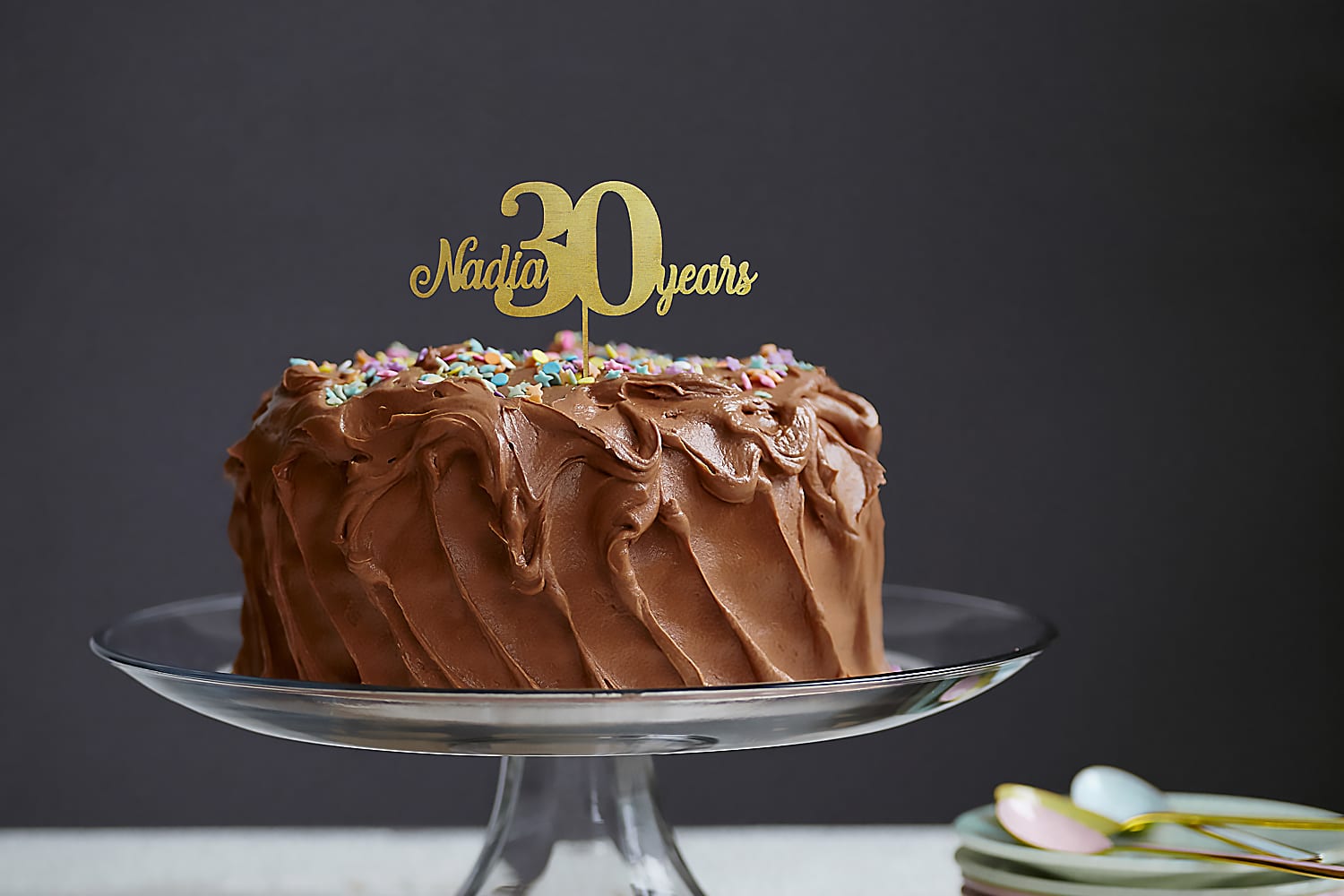 Cake topper 'Years' van hout met naam & leeftijd - Afbeelding 2