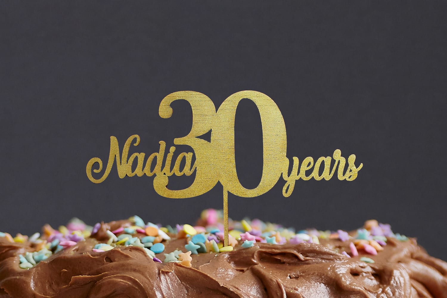 wooden cake topper with name and age