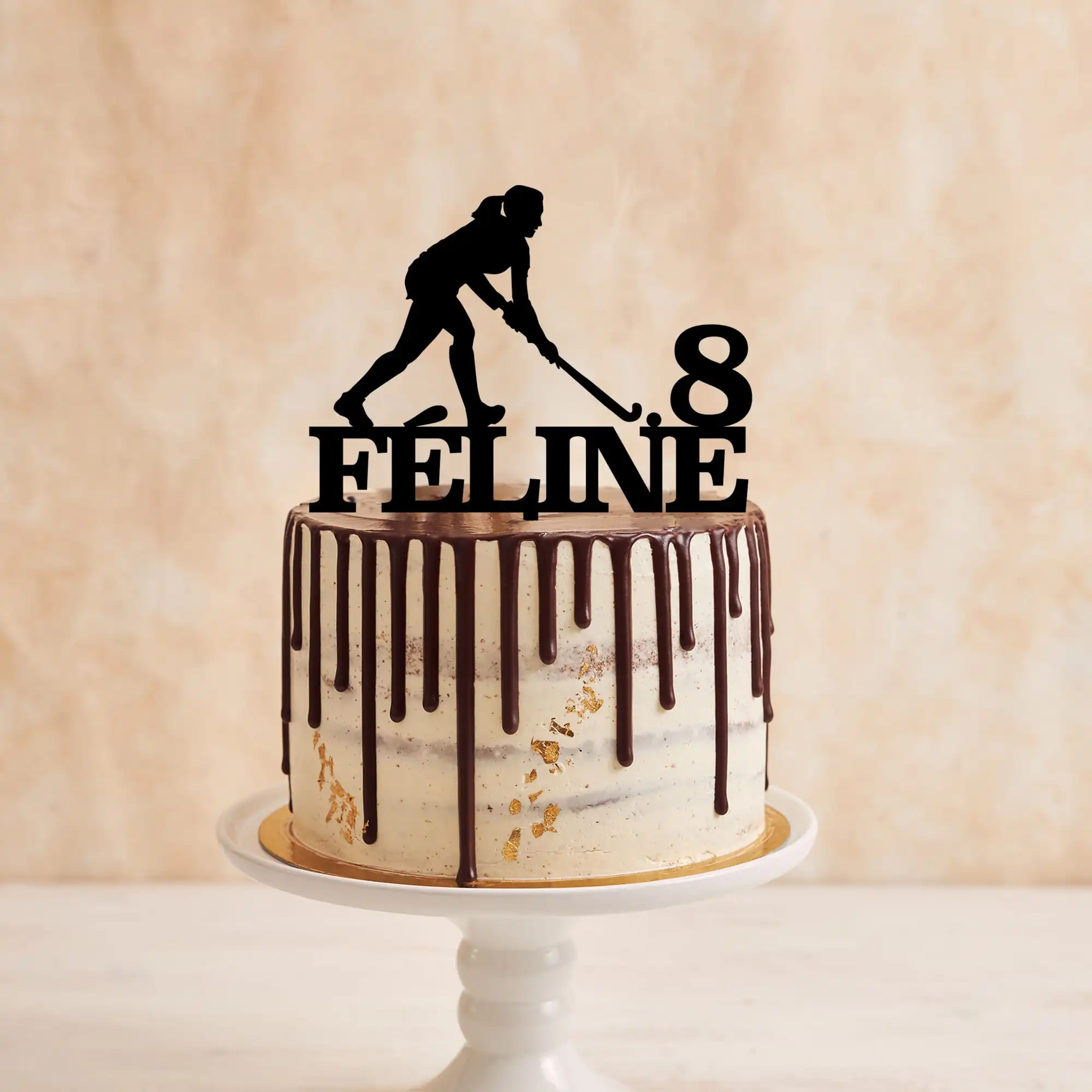 Maatwerk taarttopper 'Hockey Meisje' met vrouwelijke hockeyer - Afbeelding 2