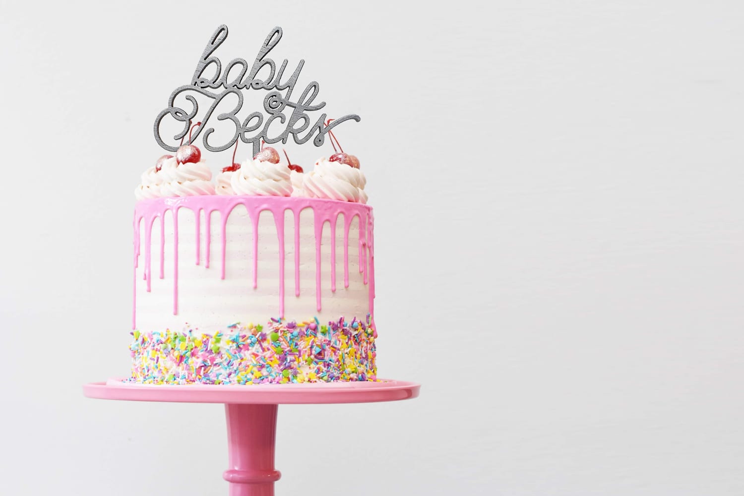 Taarttopper baby '(achter)naam' voor gender reveal party of geboortetaart - Afbeelding 2
