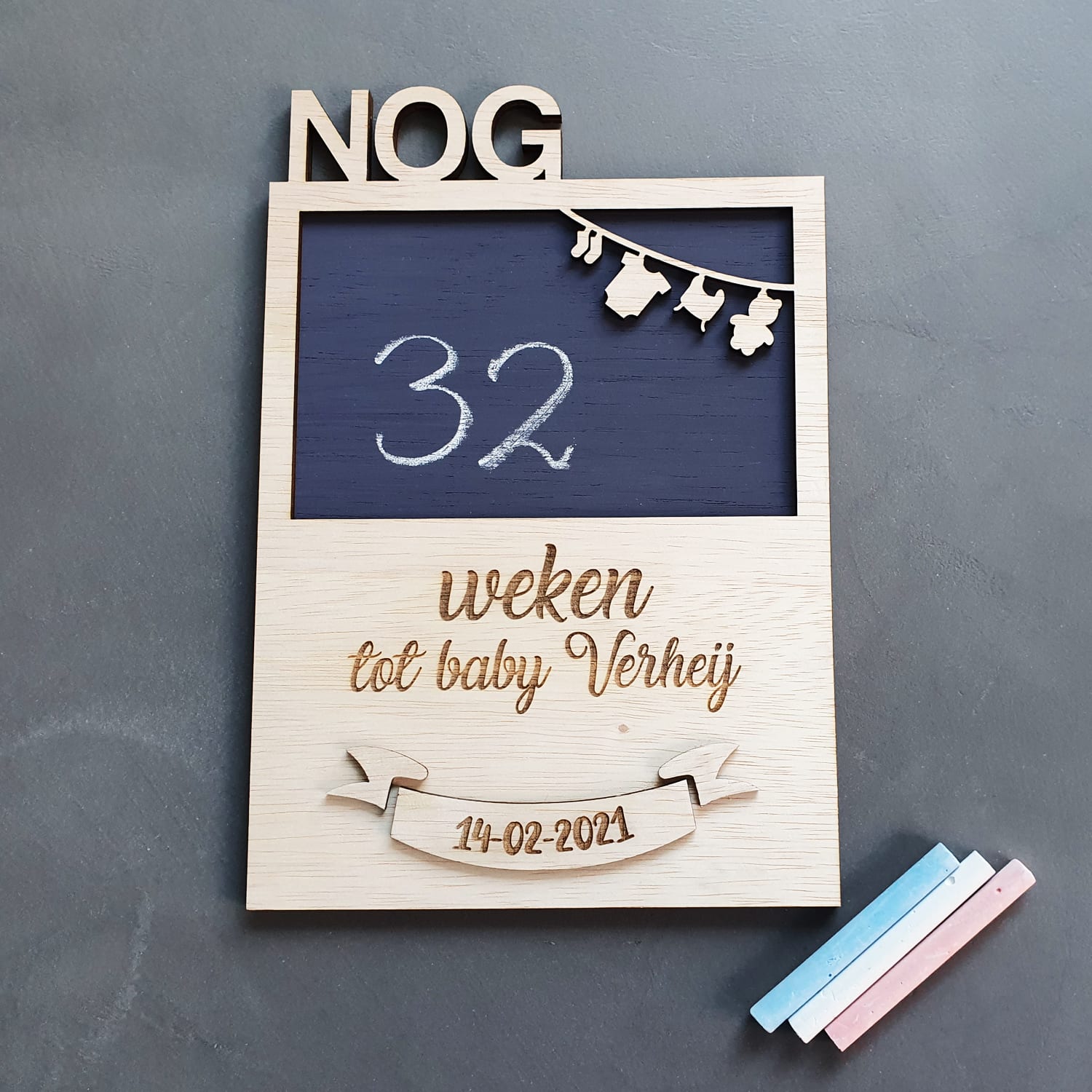 aftelbord voor aftellen tot uitgerekende datum