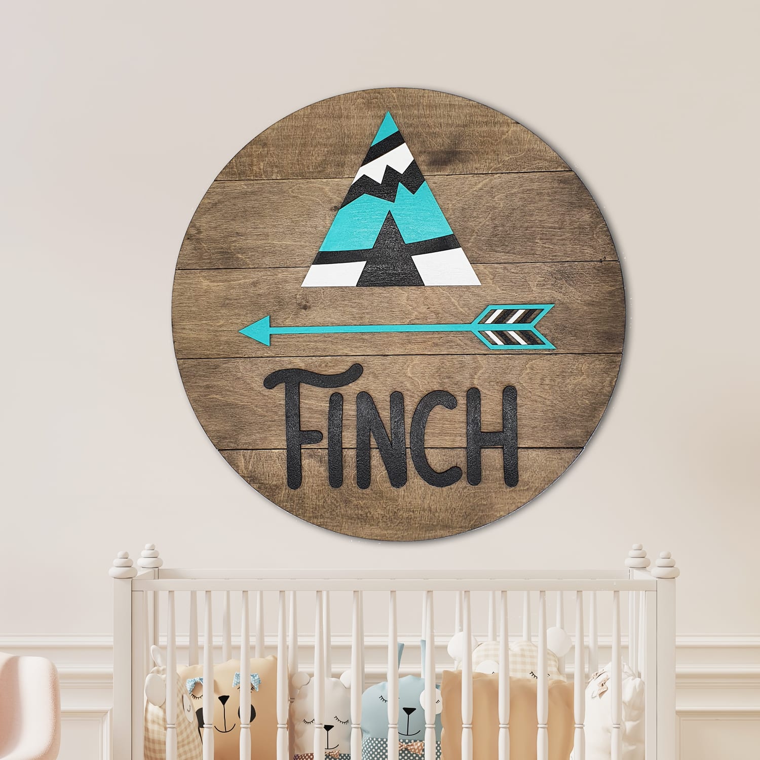 bord met babynaam voor kinderkamer