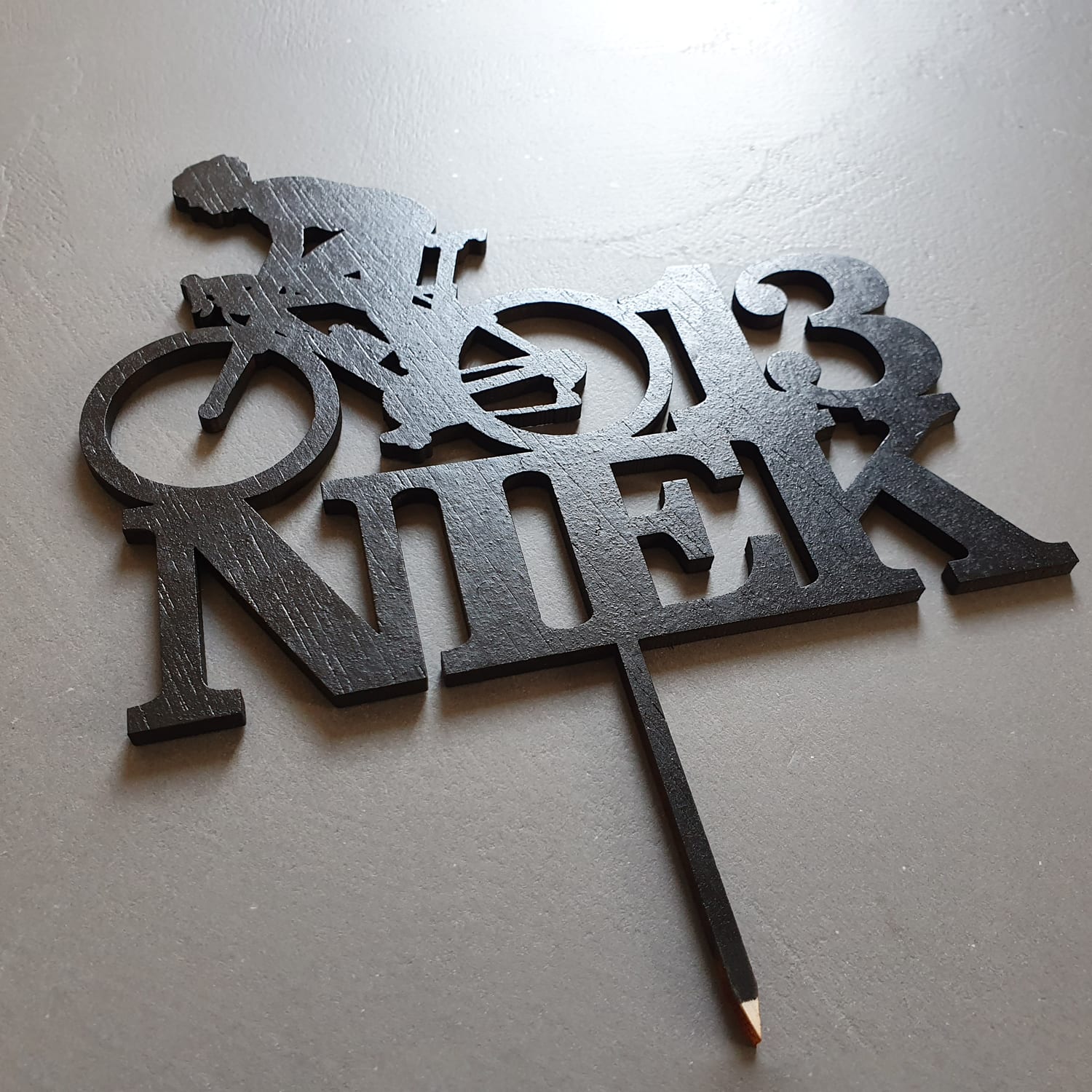 Maatwerk taarttopper 'Wielrenner' met naam & leeftijd - Afbeelding 2