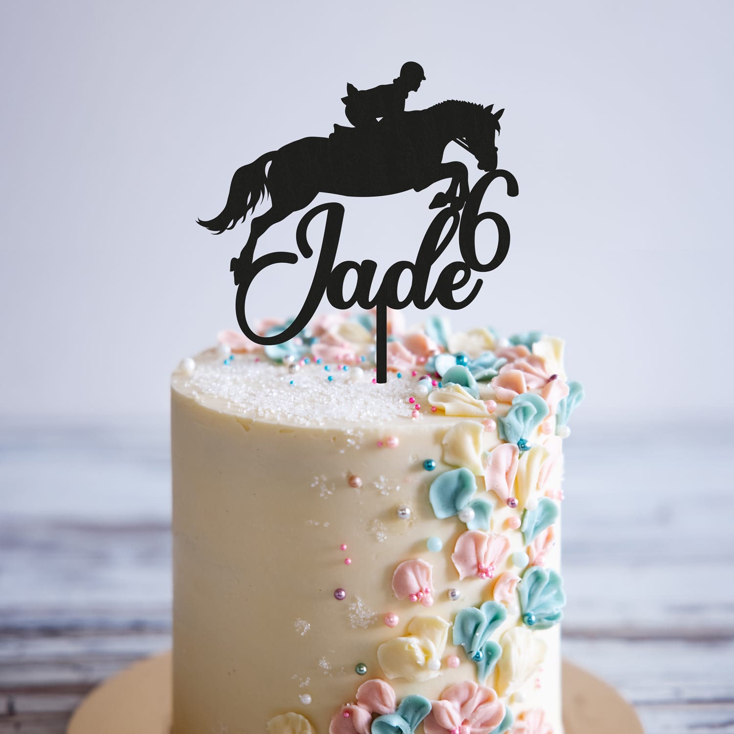 Maatwerk taarttopper 'Paard' met naam & leeftijd - Afbeelding 2