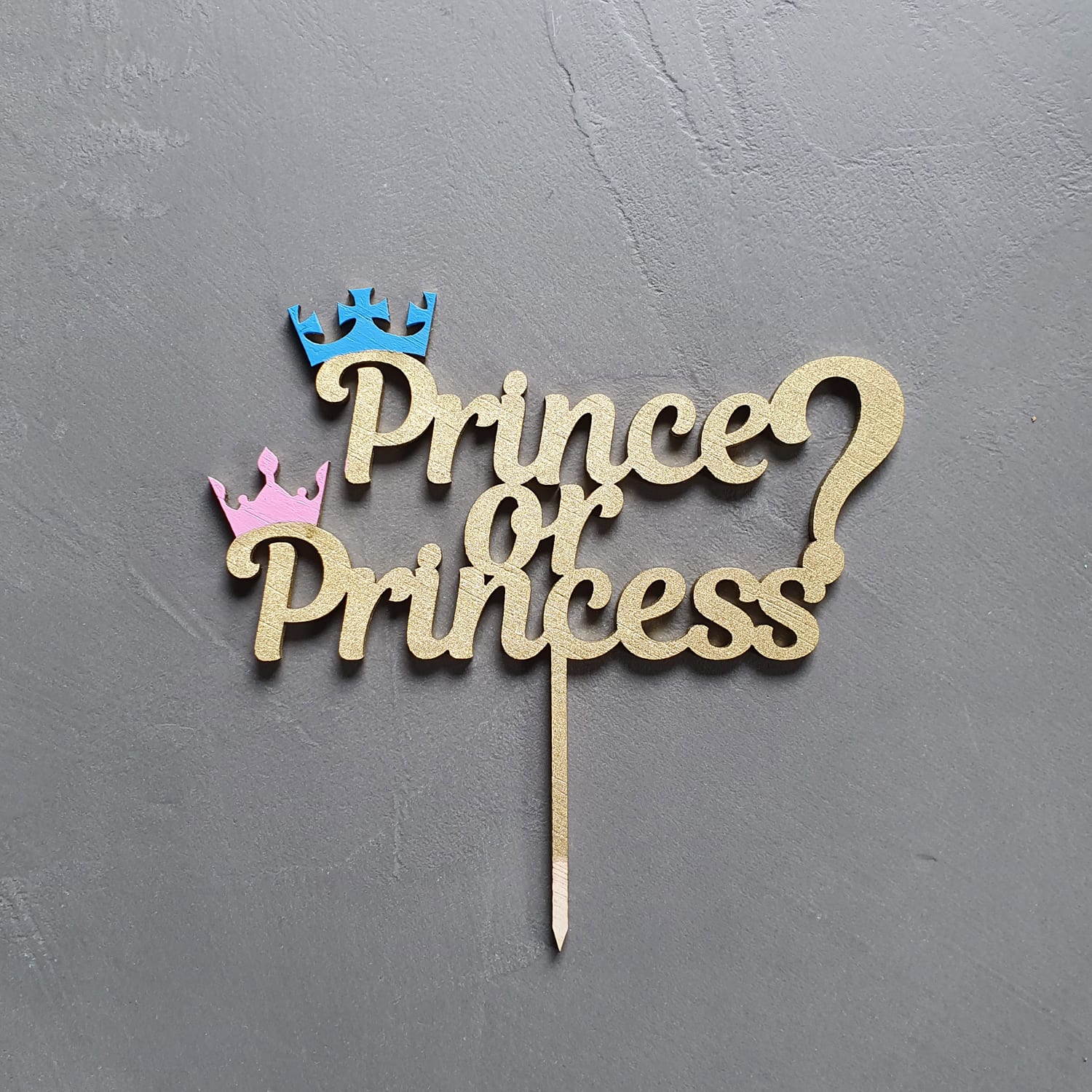Cake topper 'Prince or Princess?' voor gender reveal party - Afbeelding 2
