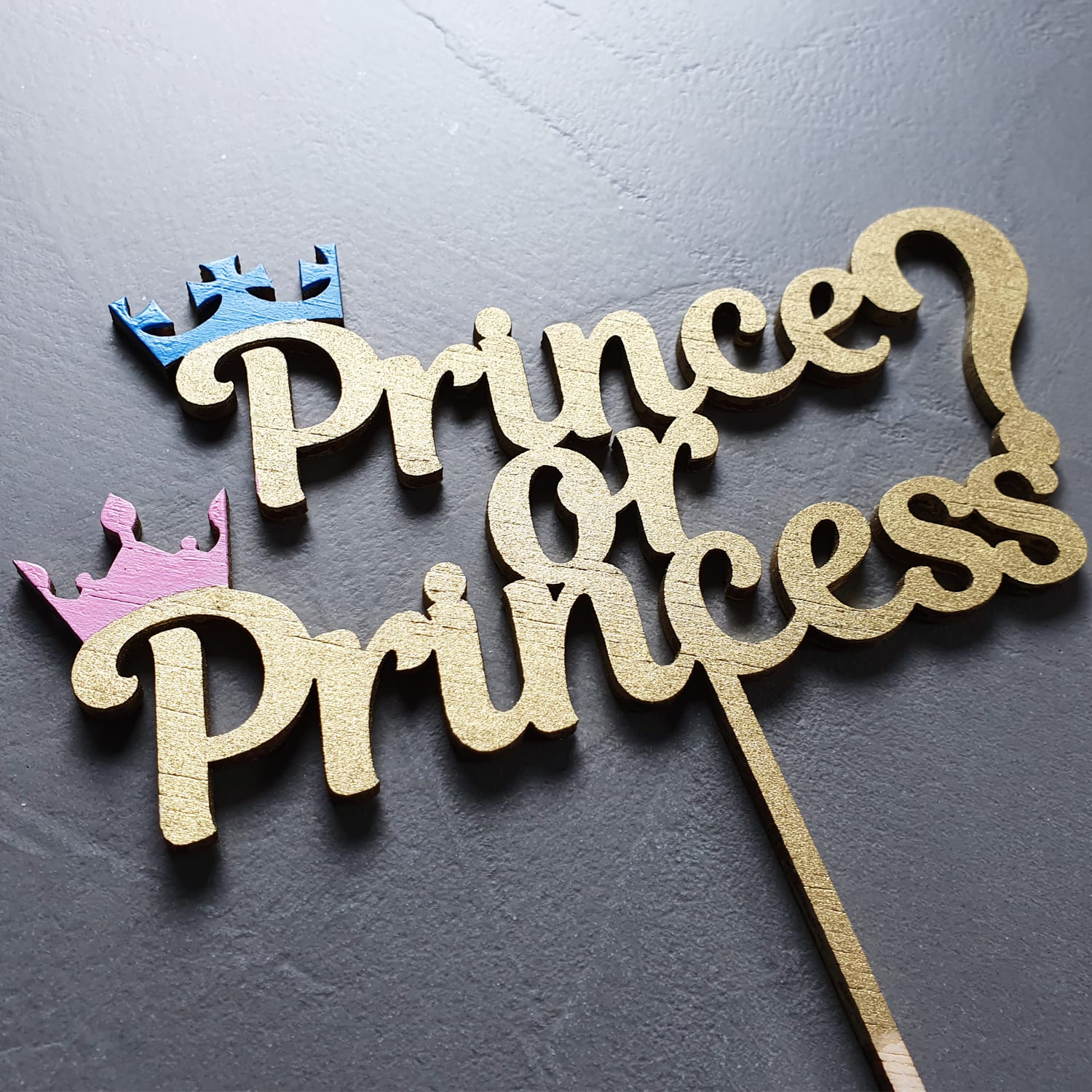 Cake topper 'Prince or Princess?' voor gender reveal party - Afbeelding 4
