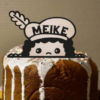 Taarttopper gluurpiet met naam voor Sinterklaas