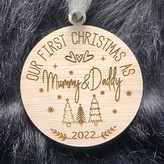 kerstbal first christmas mommy daddy