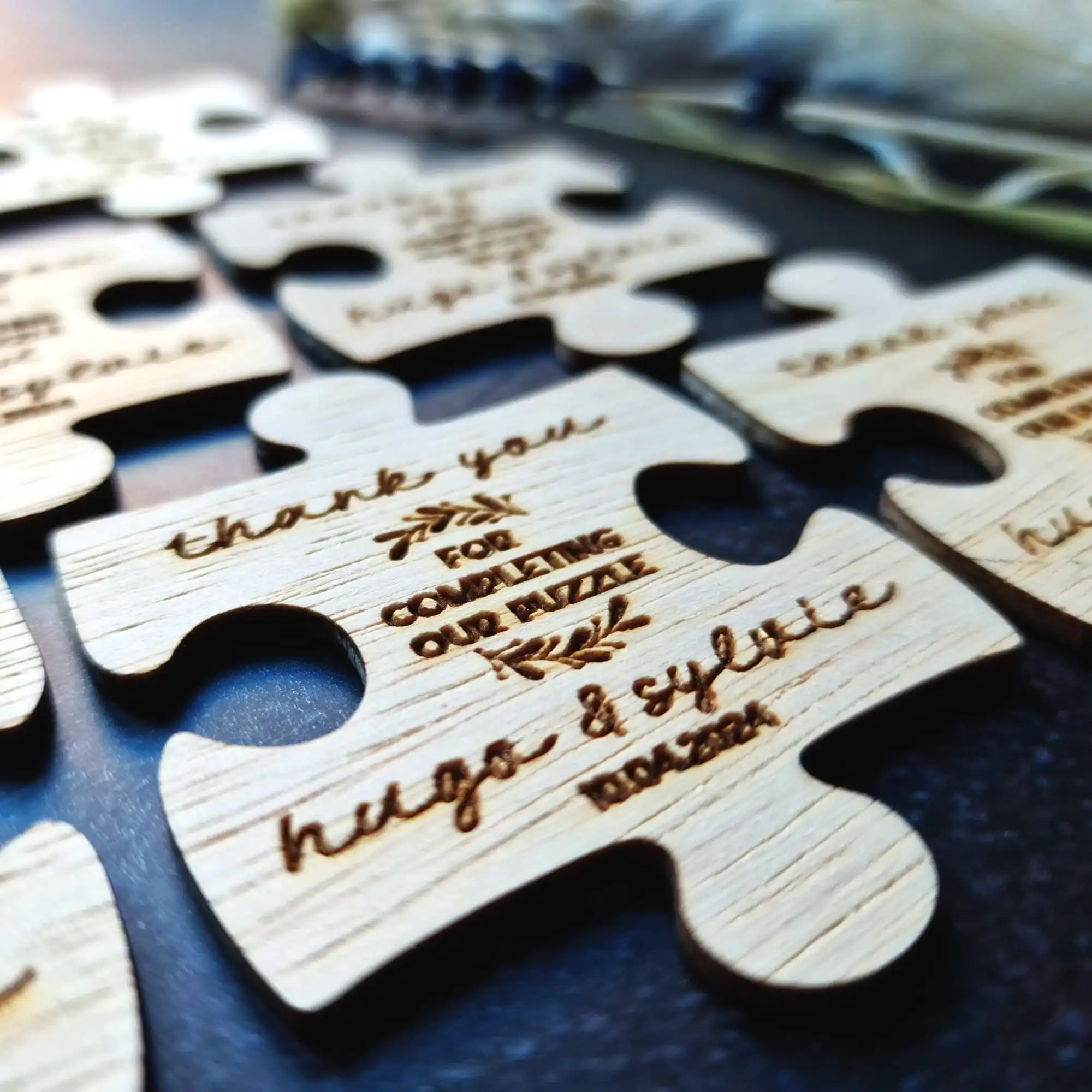 Bedankje huwelijk: gegraveerd houten puzzelstuk - Afbeelding 3