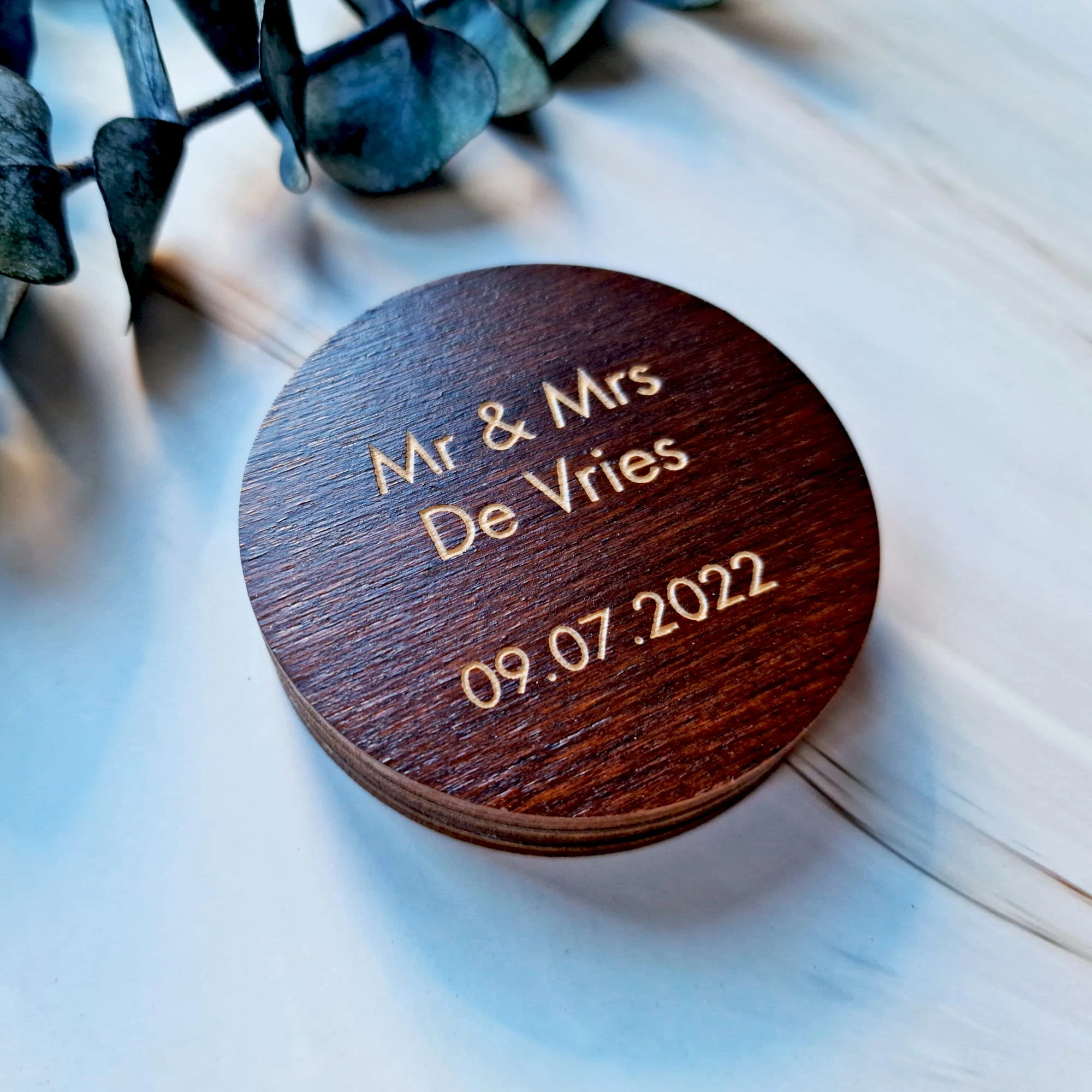 Modern houten ringdoosje bruiloft gepersonaliseerd - Afbeelding 3
