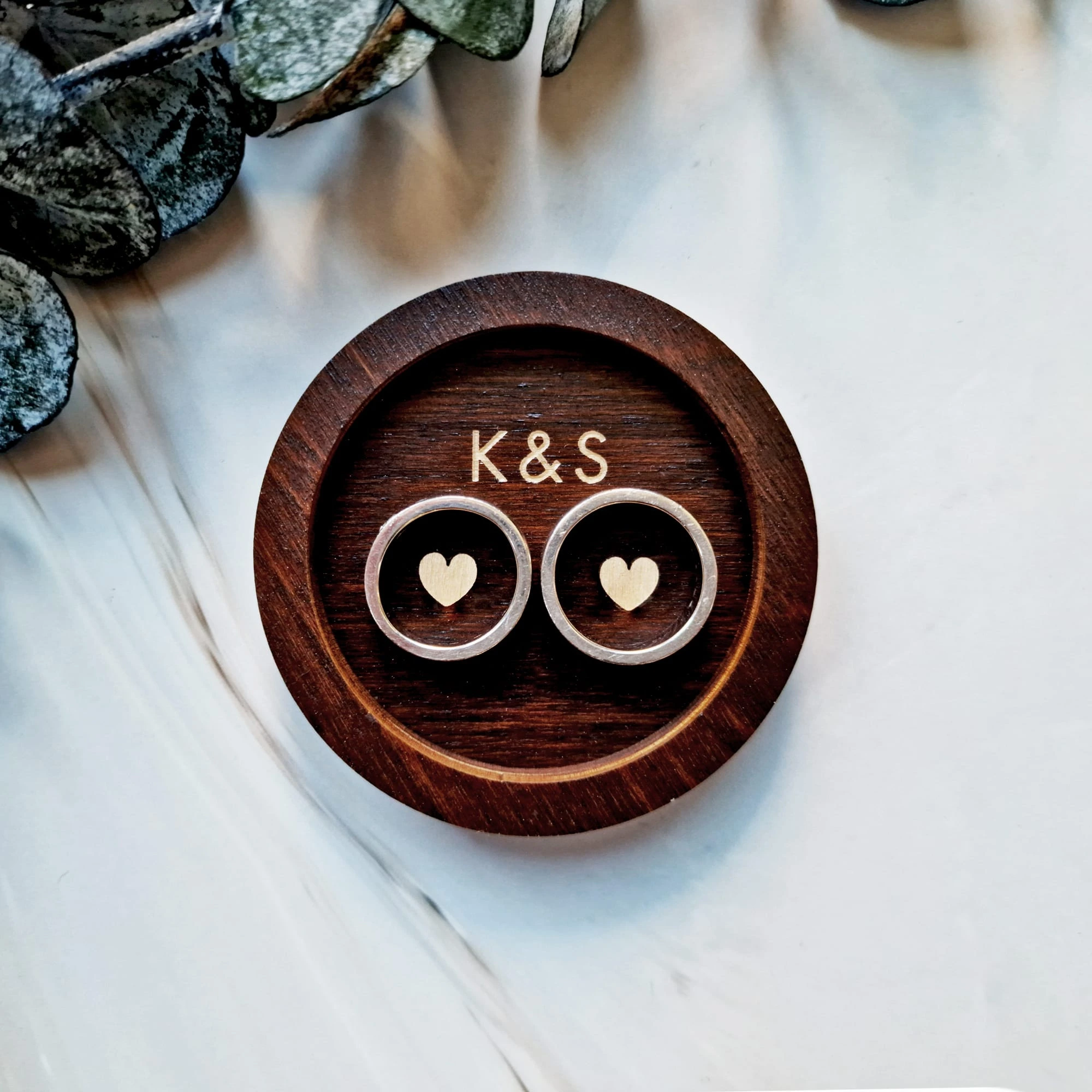 Modern houten ringdoosje bruiloft gepersonaliseerd - Afbeelding 2