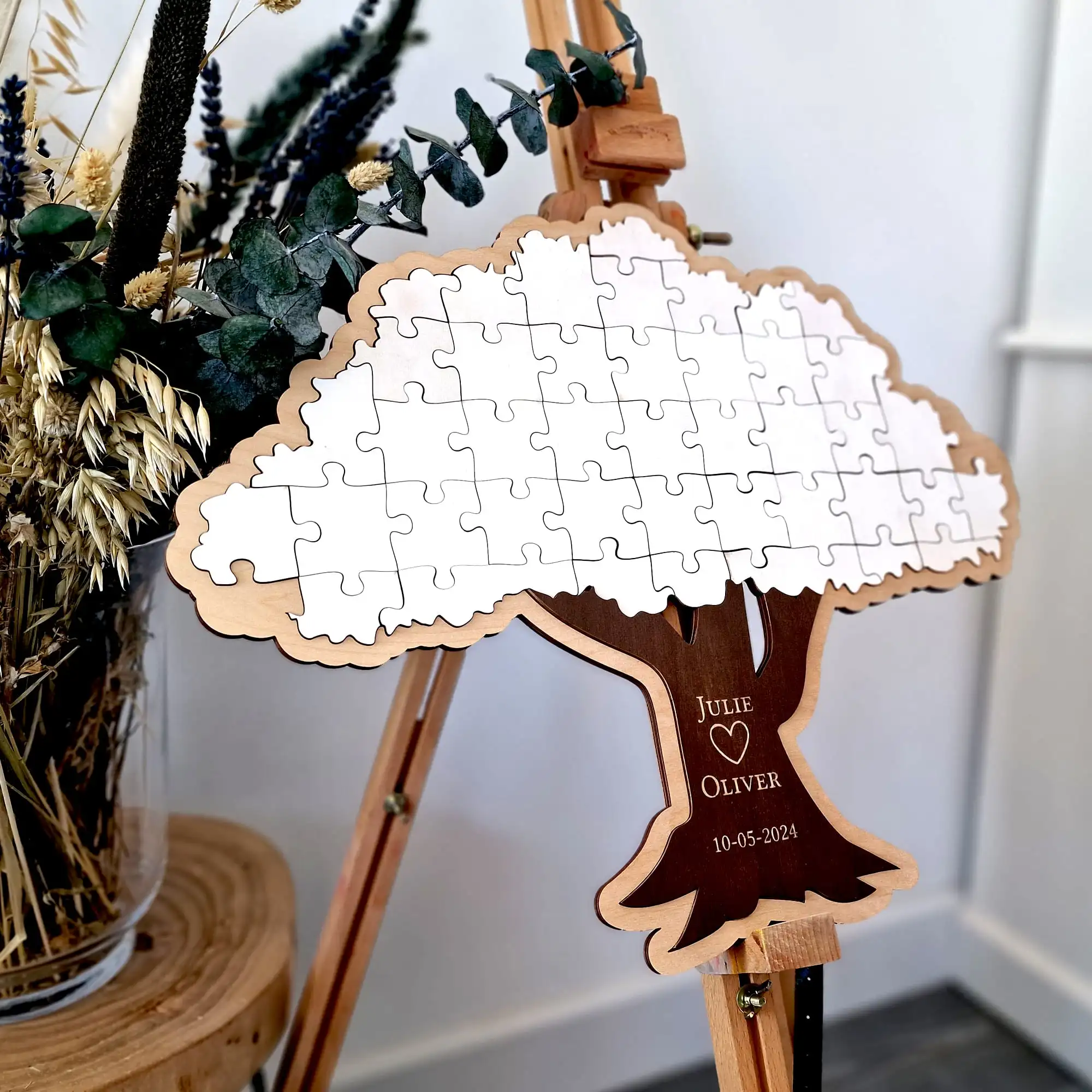 Gastenboek: houten boom met puzzelstukken - Afbeelding 2