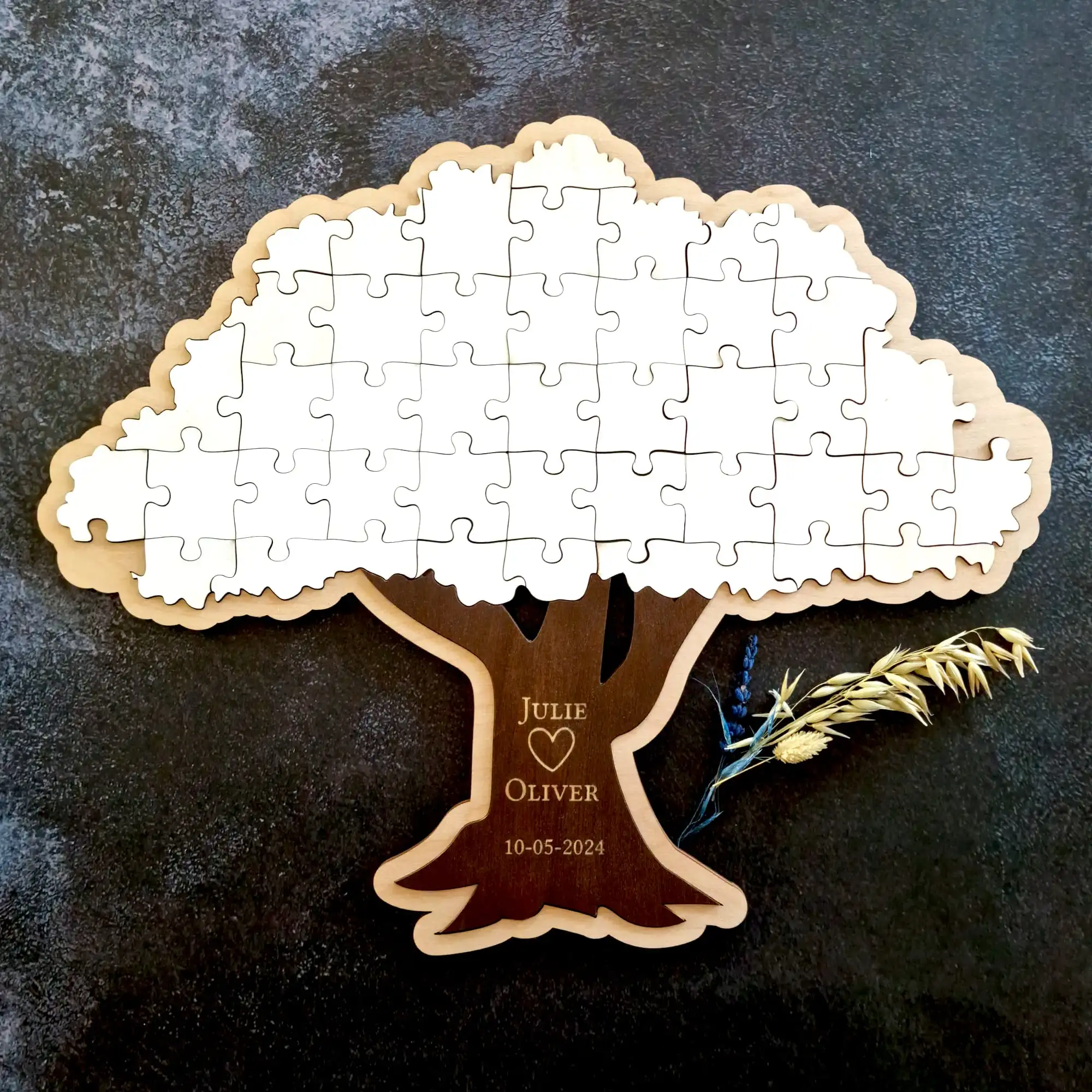 Gastenboek: houten boom met puzzelstukken - Afbeelding 4