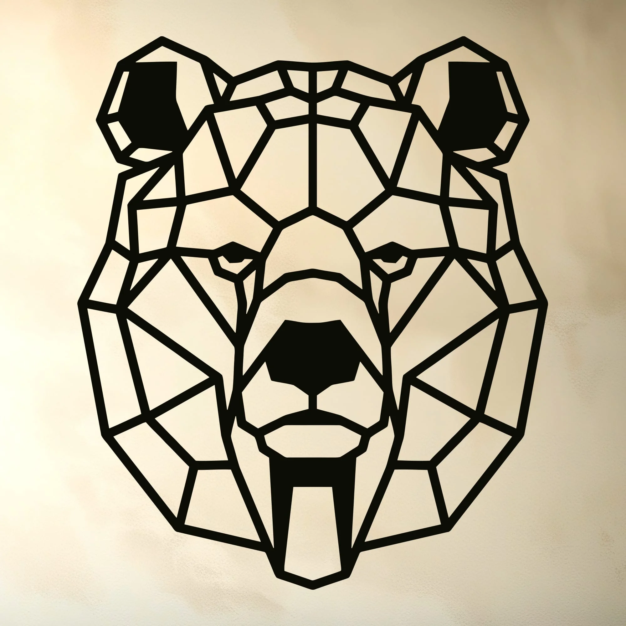 Geometrische beer wanddecoratie hout