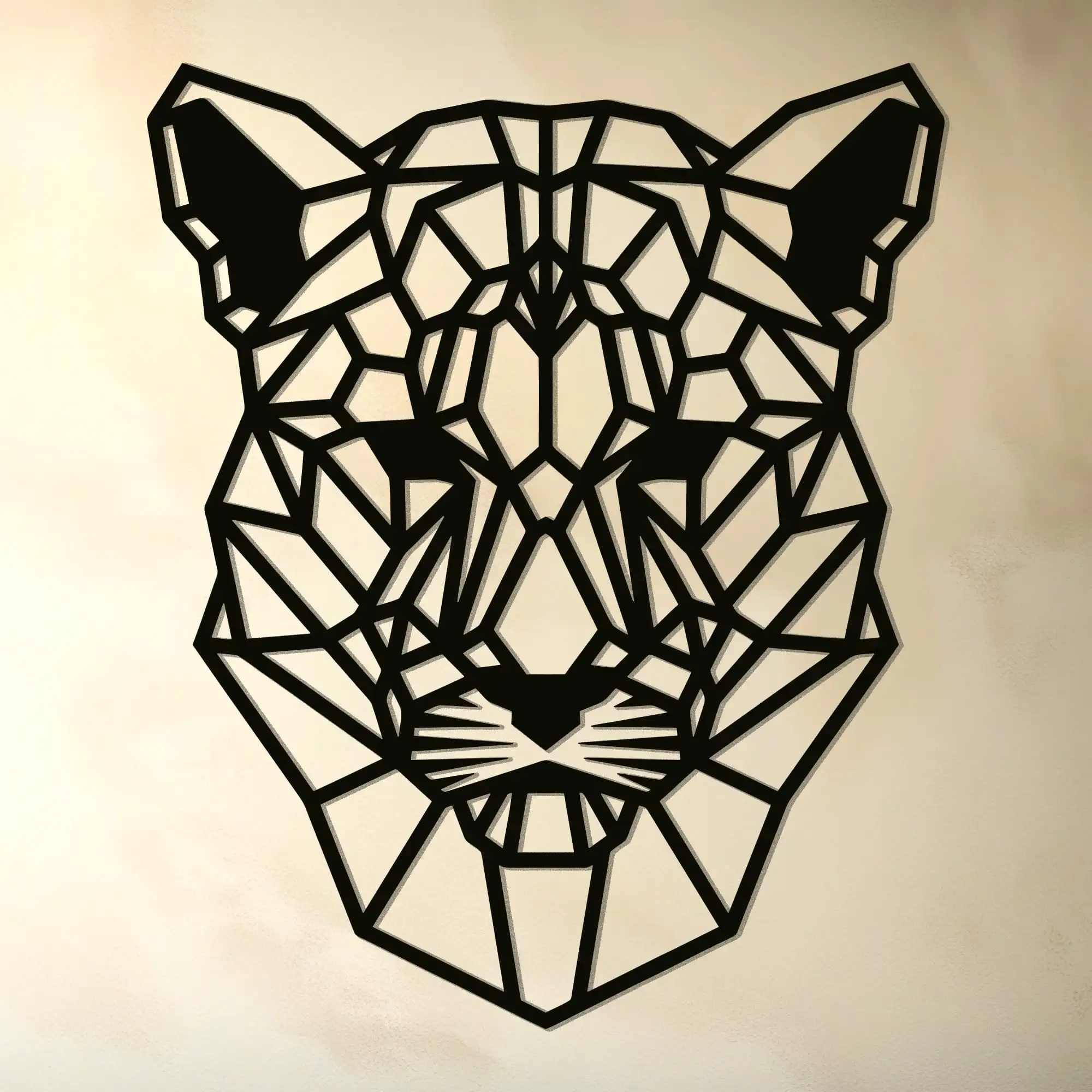 Geometrische jaguar wanddecoratie hout