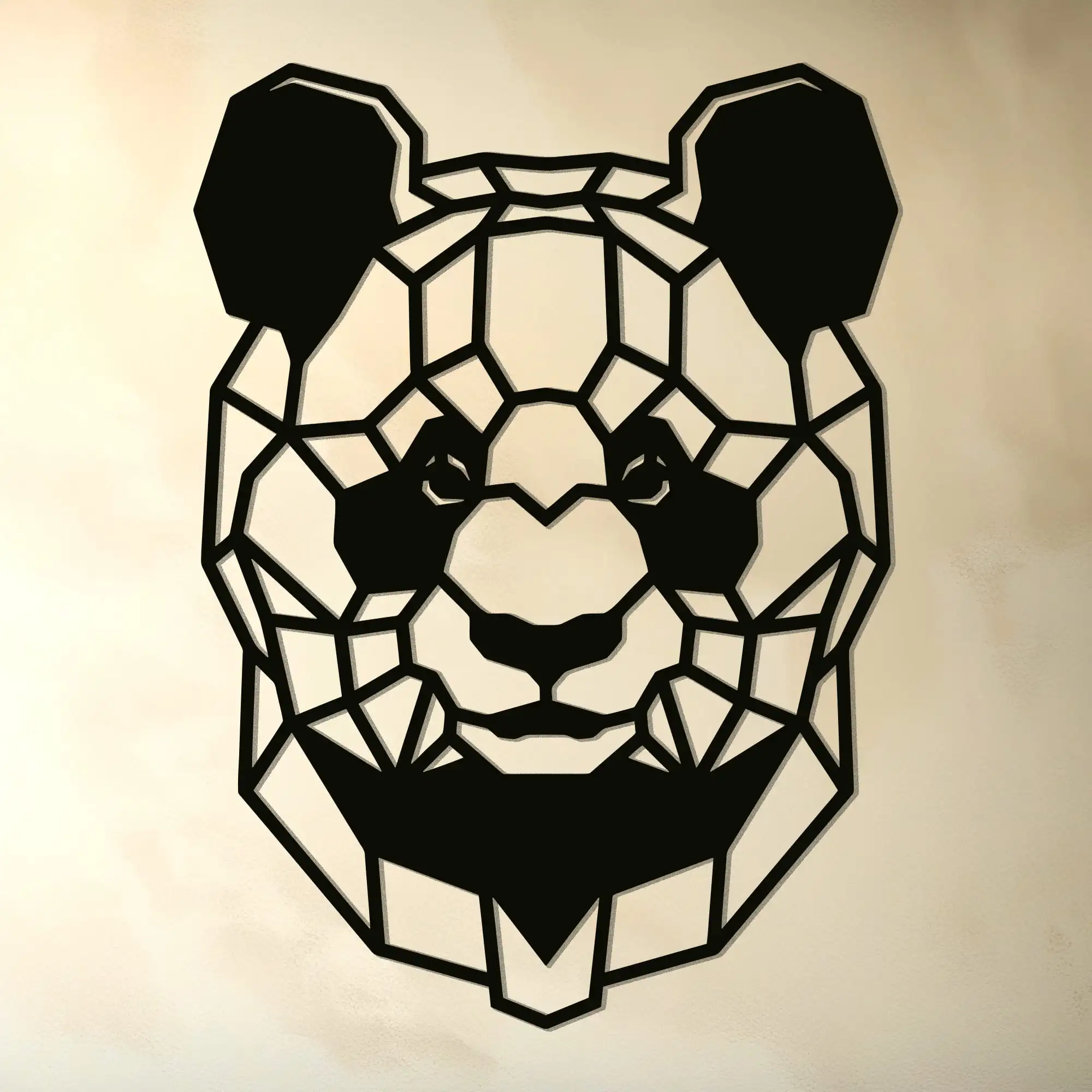 panda hout geometrisch muur