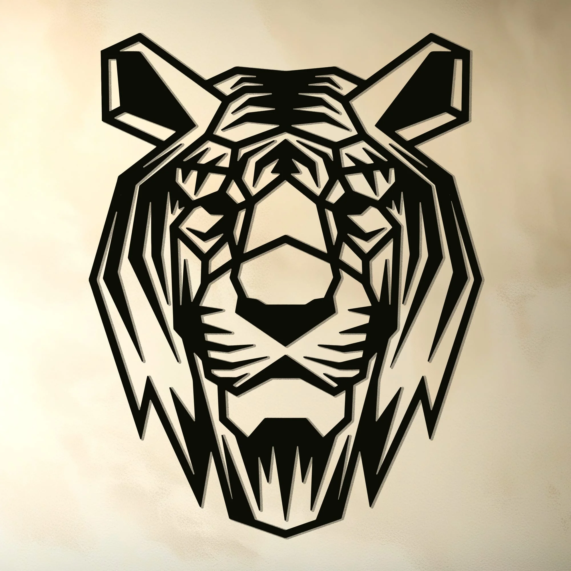 Geometrische tijger wanddecoratie hout