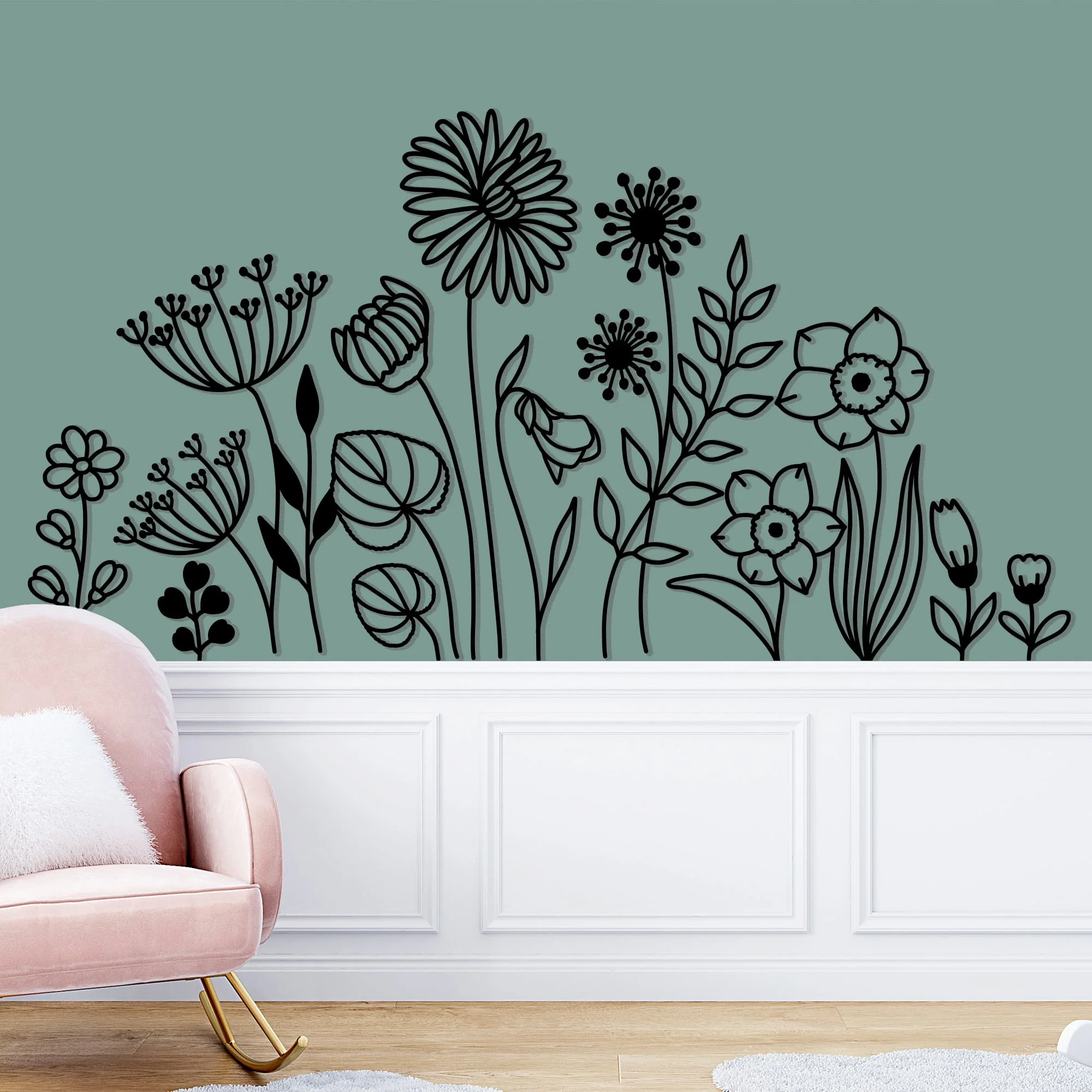 boeket bloemen hout muur