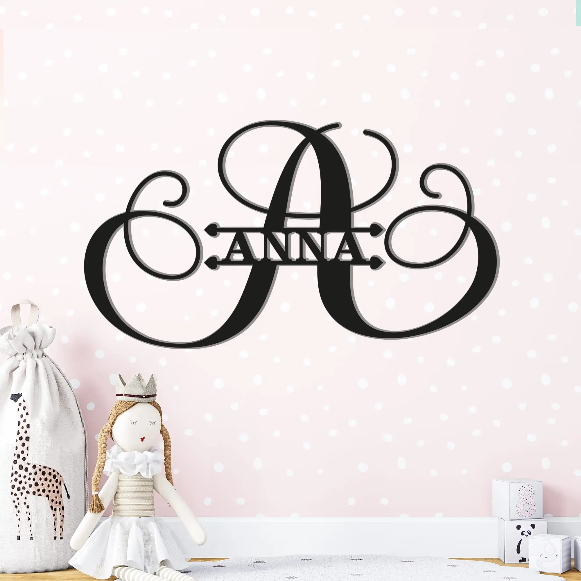 monogram sierlijk naam-muur