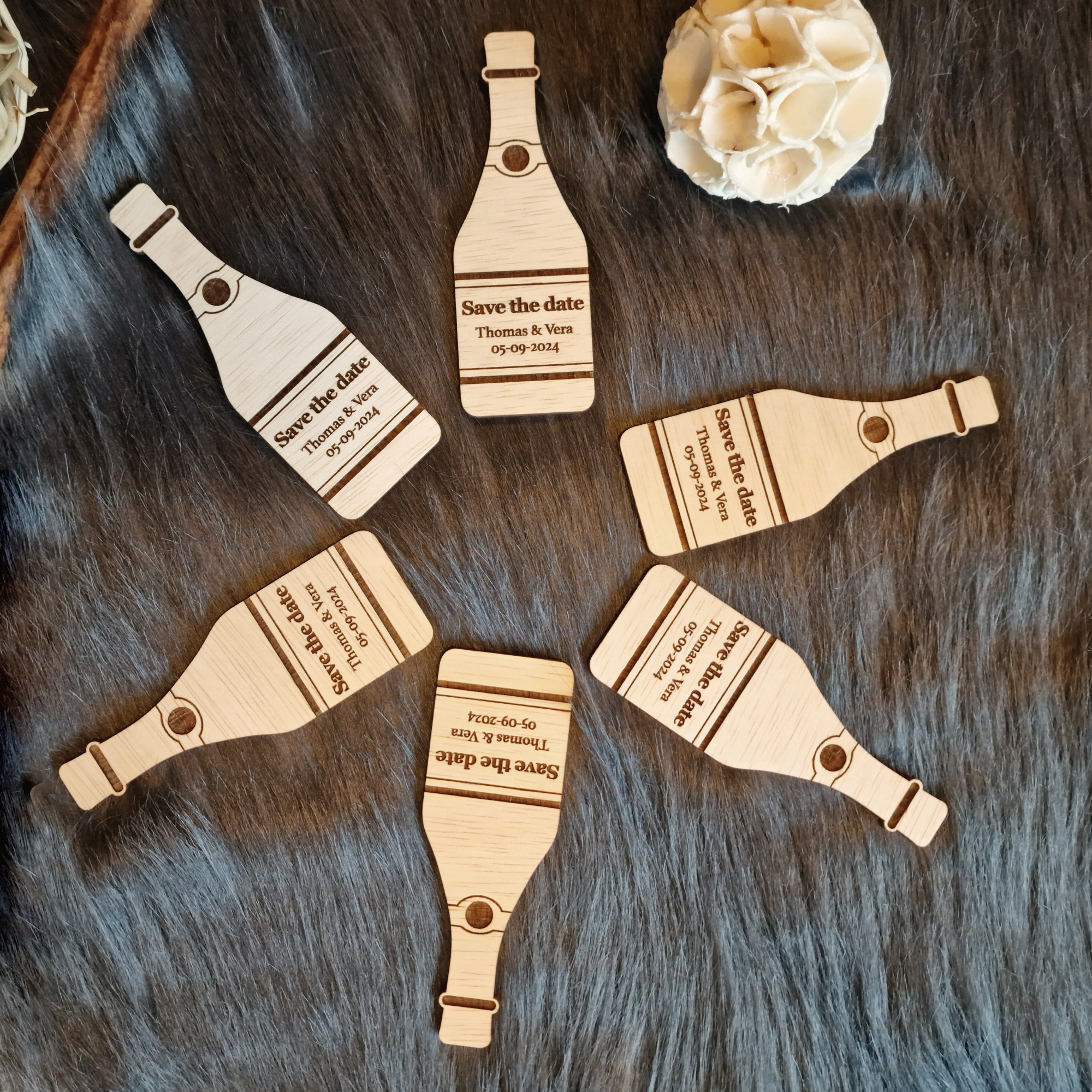 Save the Date kaartje Champagne fles 10 stuks - Afbeelding 3