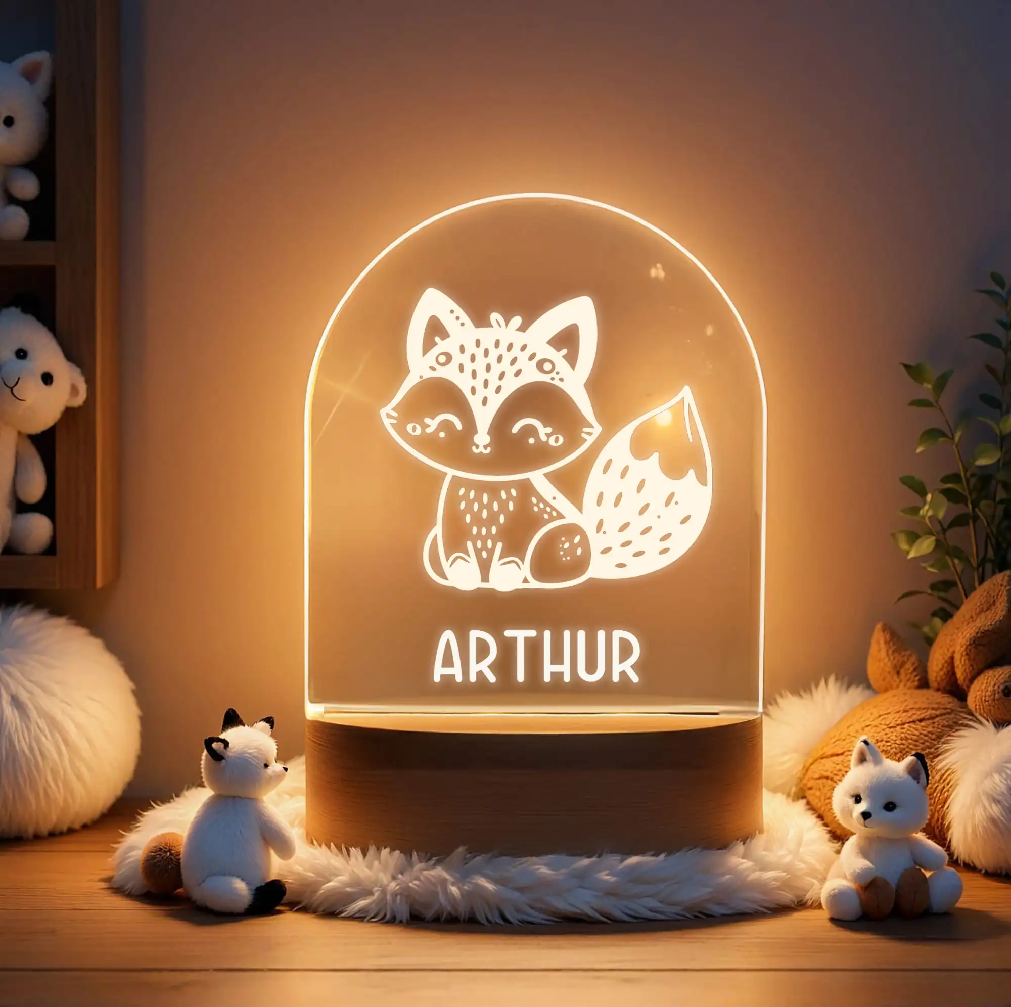 decoratie kinderkamer lampje vosje gepersonaliseerd