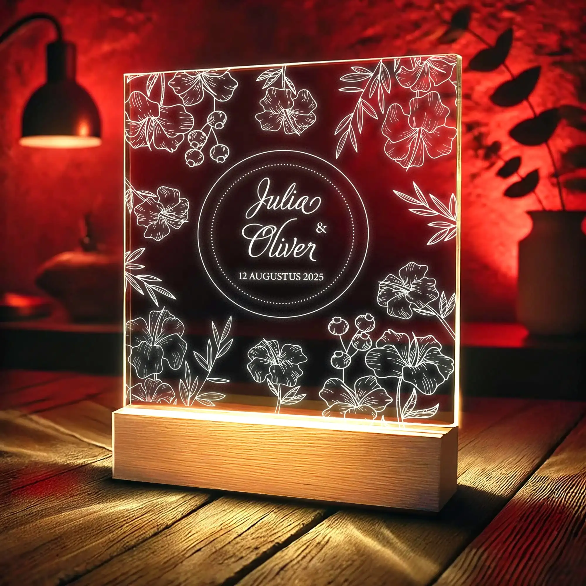 huwelijkscadeau led licht gepersonaliseerd